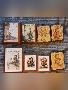 Vintage M.I. Hummel Wooden Wall Art - Lot of 8
